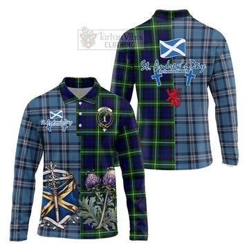 Lammie Tartan Long Sleeve Polo Shirt Happy St. Andrew's Day Half Tartan Style Unisex - Tartan Vibes Clothing