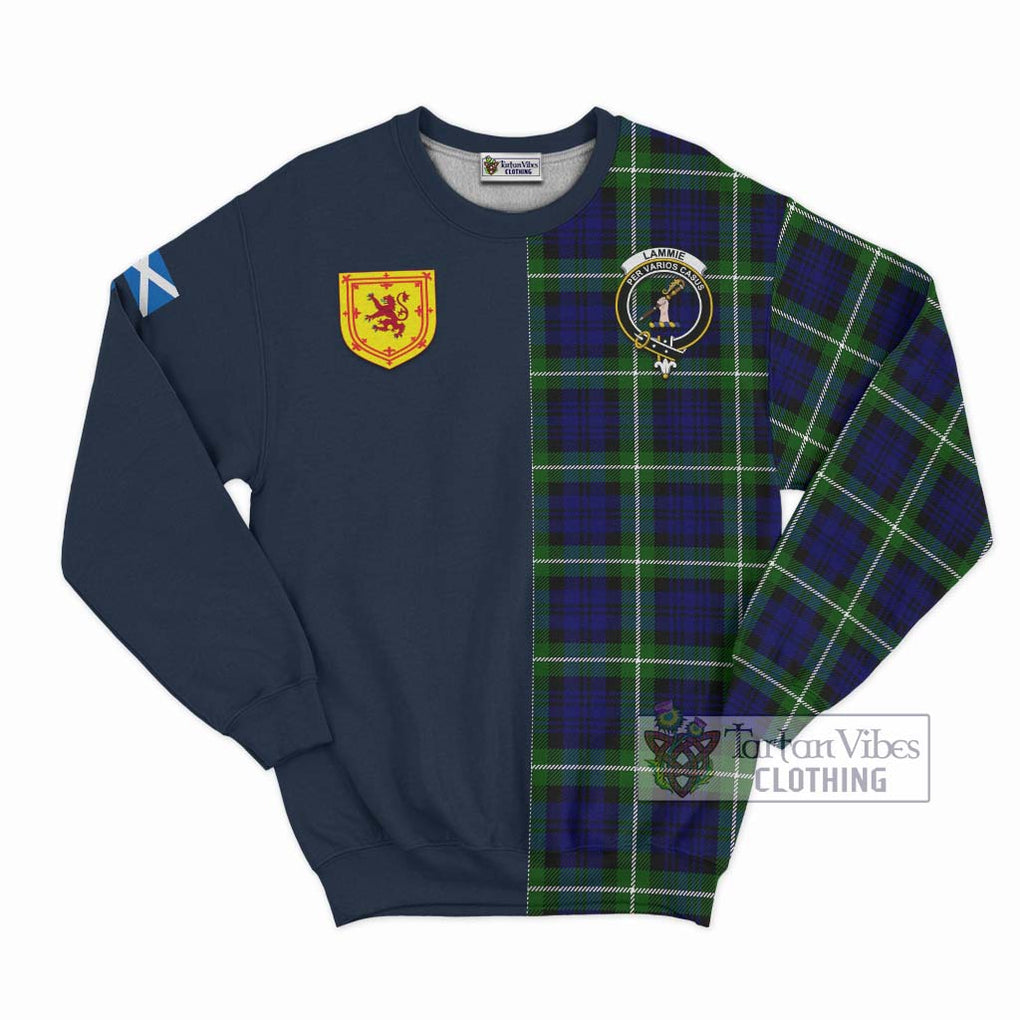 Lammie Tartan Sweatshirt Alba with Scottish Lion Royal Arm Half Style Unisex - Tartan Vibes Clothing