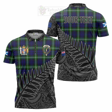 Lammie Crest Tartan Zipper Polo Shirt with New Zealand Silver Fern Half Style Unisex - Tartan Vibes Clothing