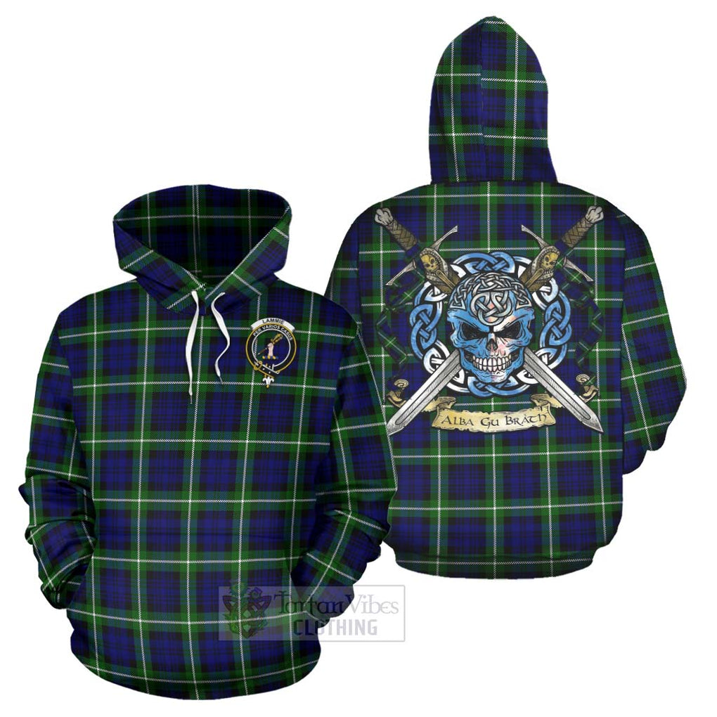 Lammie Tartan Hoodie with Family Crest Celtic Skull Style Zip Hoodie - Tartan Vibes Clothing