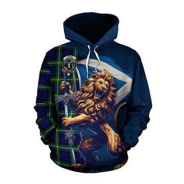 Lammie Tartan Family Crest Cotton Hoodie with Scottish Majestic Lion Pullover Hoodie XS - Tartan Vibes Clothing