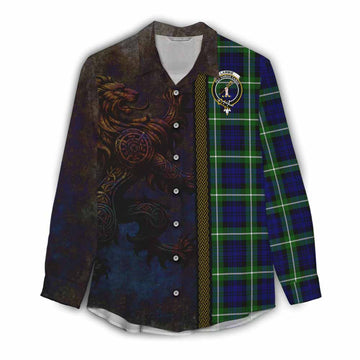 Lammie Tartan Family Crest Women's Casual Shirt Alba Gu Brath Be Brave Lion Ancient Style