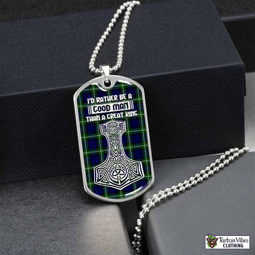 Tartan Vibes Clothing Lammie Tartan Dog Tag Necklace Viking Mjolnir Style