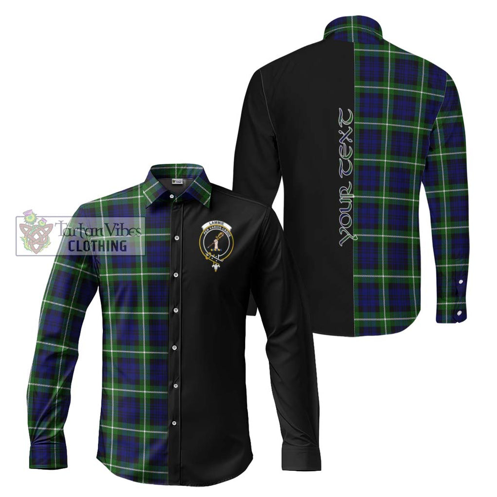 Lammie Tartan Long Sleeve Button Shirt with Family Crest and Half Of Me Style Men's Shirt S - Tartanvibesclothing Shop