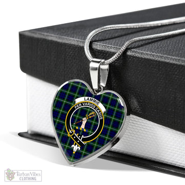 Lammie Tartan Heart Necklace with Family Crest Luxury Necklace (Silver) No - Tartan Vibes Clothing