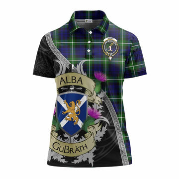Lammie Tartan Family Crest Women's Polo Shirt Lion Rampant Royal Thistle Shield Celtic Inspired Women - Tartan Vibes Clothing