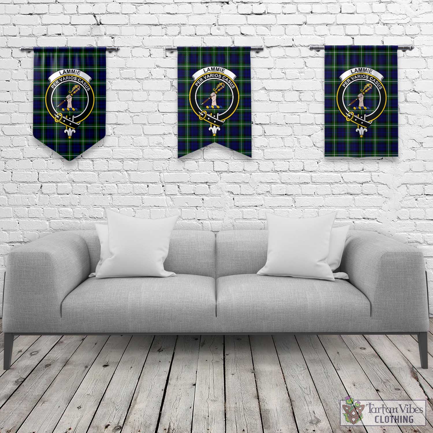 Lammie Tartan Gonfalon, Tartan Banner with Family Crest Rectangle - Tartan Vibes Clothing