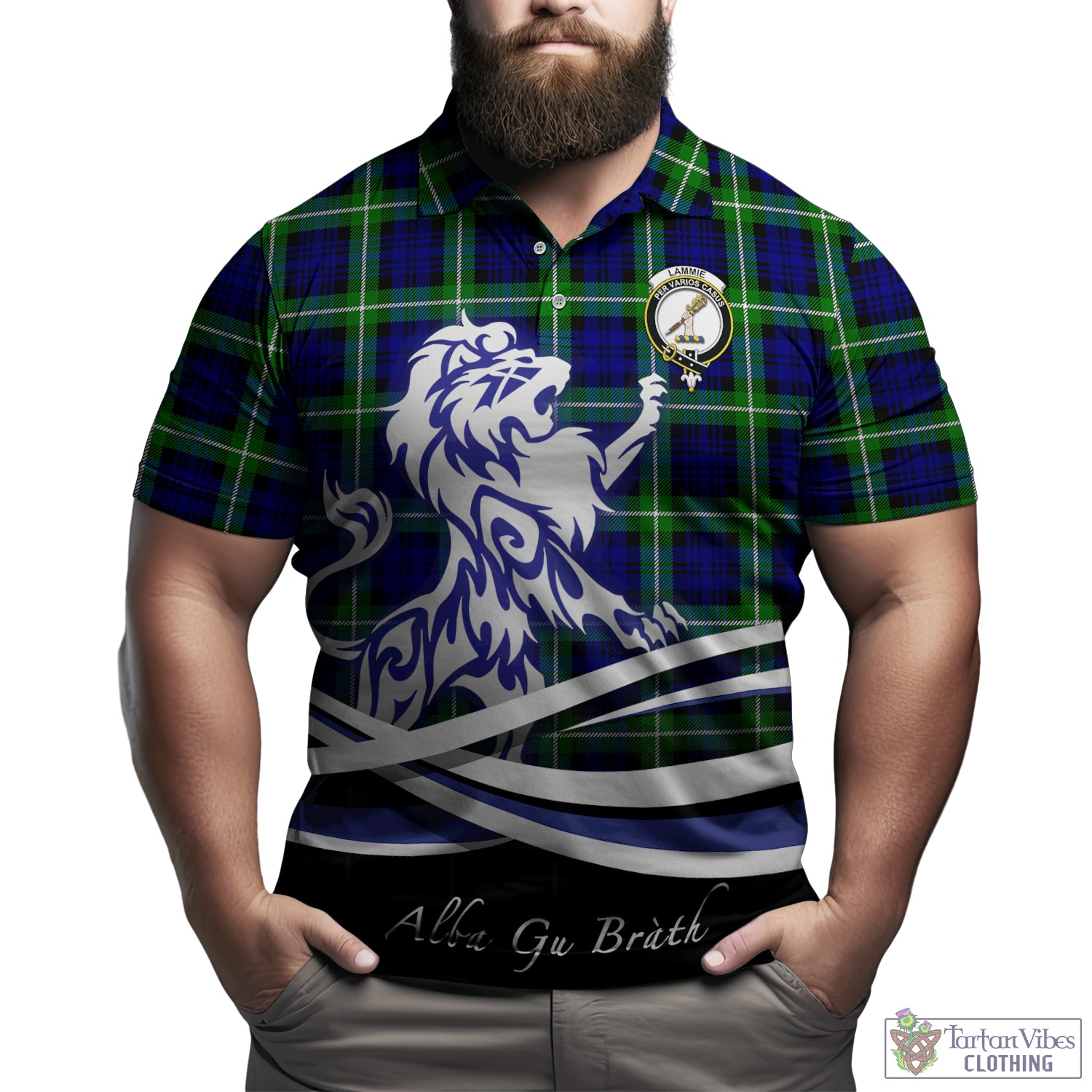 Lammie Tartan Polo Shirt with Alba Gu Brath Regal Lion Emblem Kid - Tartan Vibes Clothing