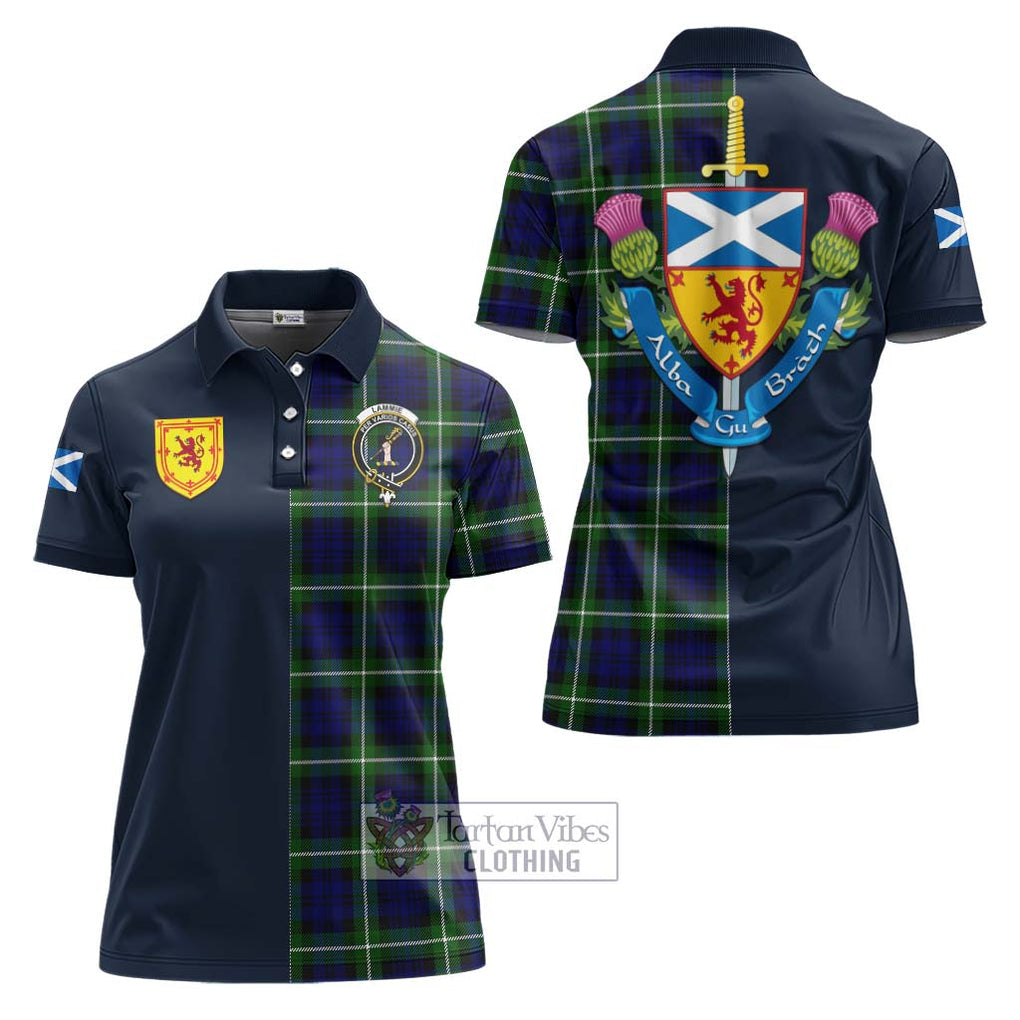 Lammie Tartan Women's Polo Shirt Alba with Scottish Lion Royal Arm Half Style Women - Tartan Vibes Clothing