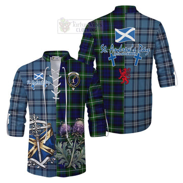 Lammie Tartan Ghillie Kilt Shirt Happy St. Andrew's Day Half Tartan Style Men - Tartan Vibes Clothing