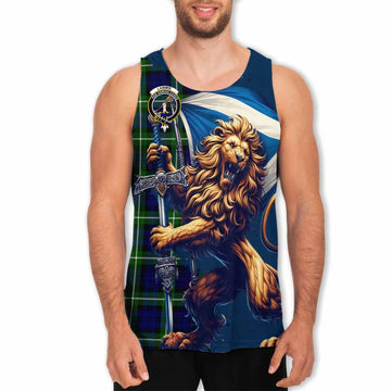 Lammie Tartan Family Crest Men's Tank Top with Scottish Majestic Lion Men - Tartan Vibes Clothing