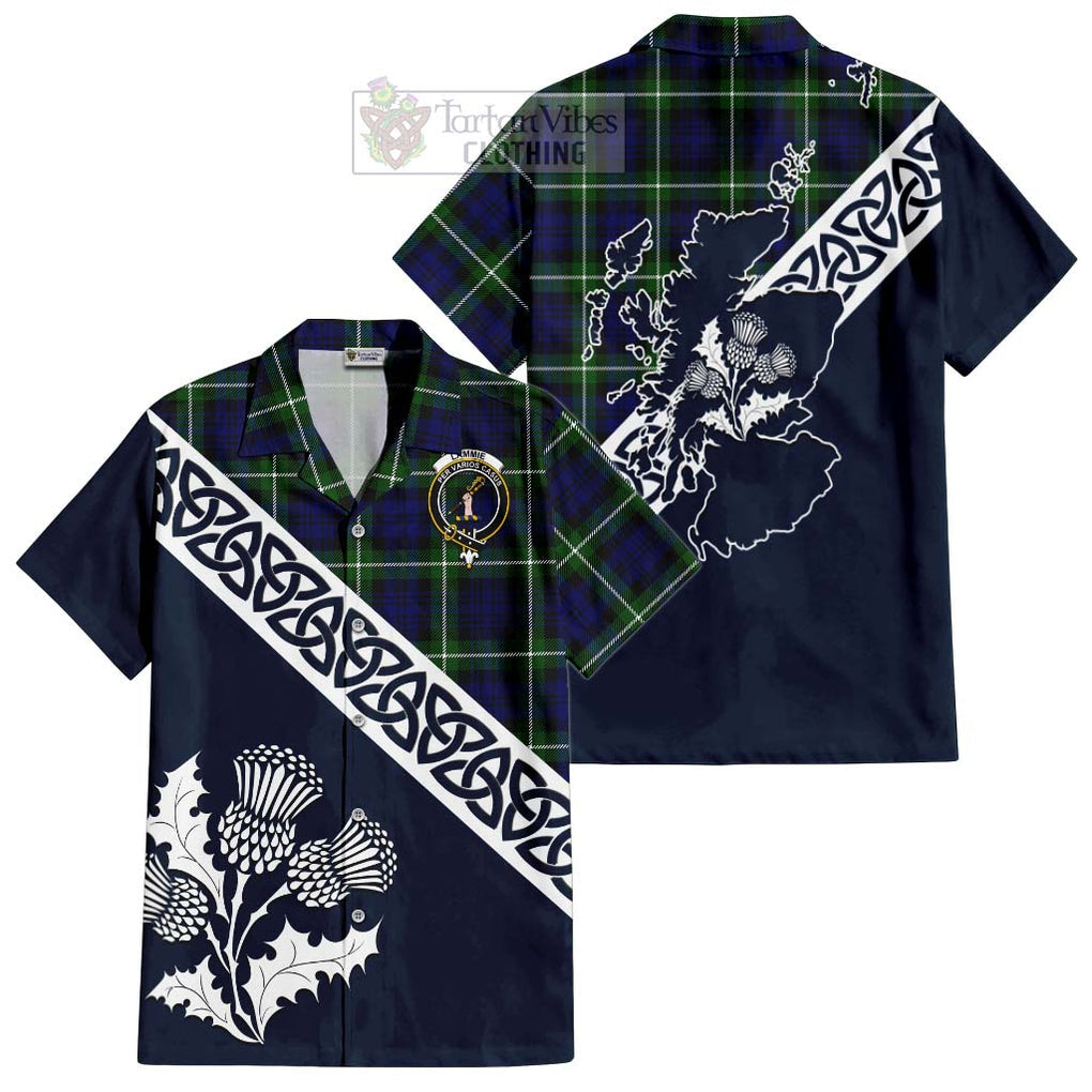 Lammie Tartan Hawaiian Shirt Featuring Thistle and Scotland Map Kid - Tartan Vibes Clothing