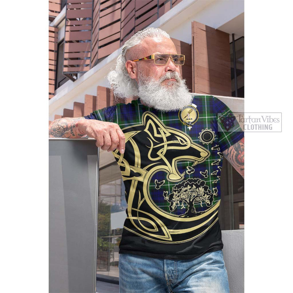 Lammie Tartan Cotton T-shirt with Family Crest Celtic Wolf Style Men's Shirt - Tartan Vibes Clothing