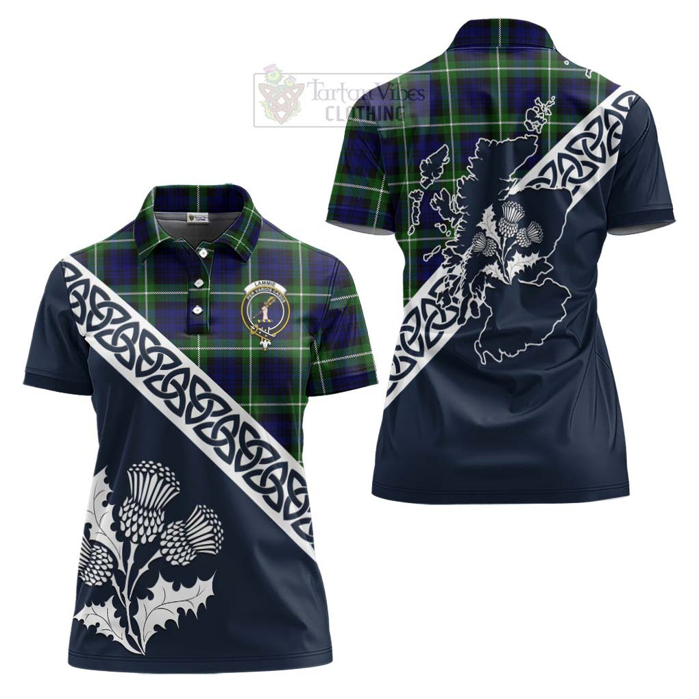 Lammie Tartan Women's Polo Shirt Featuring Thistle and Scotland Map Women - Tartanvibesclothing Store