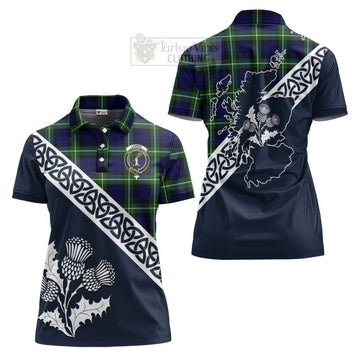 Lammie Tartan Women's Polo Shirt Featuring Thistle and Scotland Map Women - Tartanvibesclothing Store
