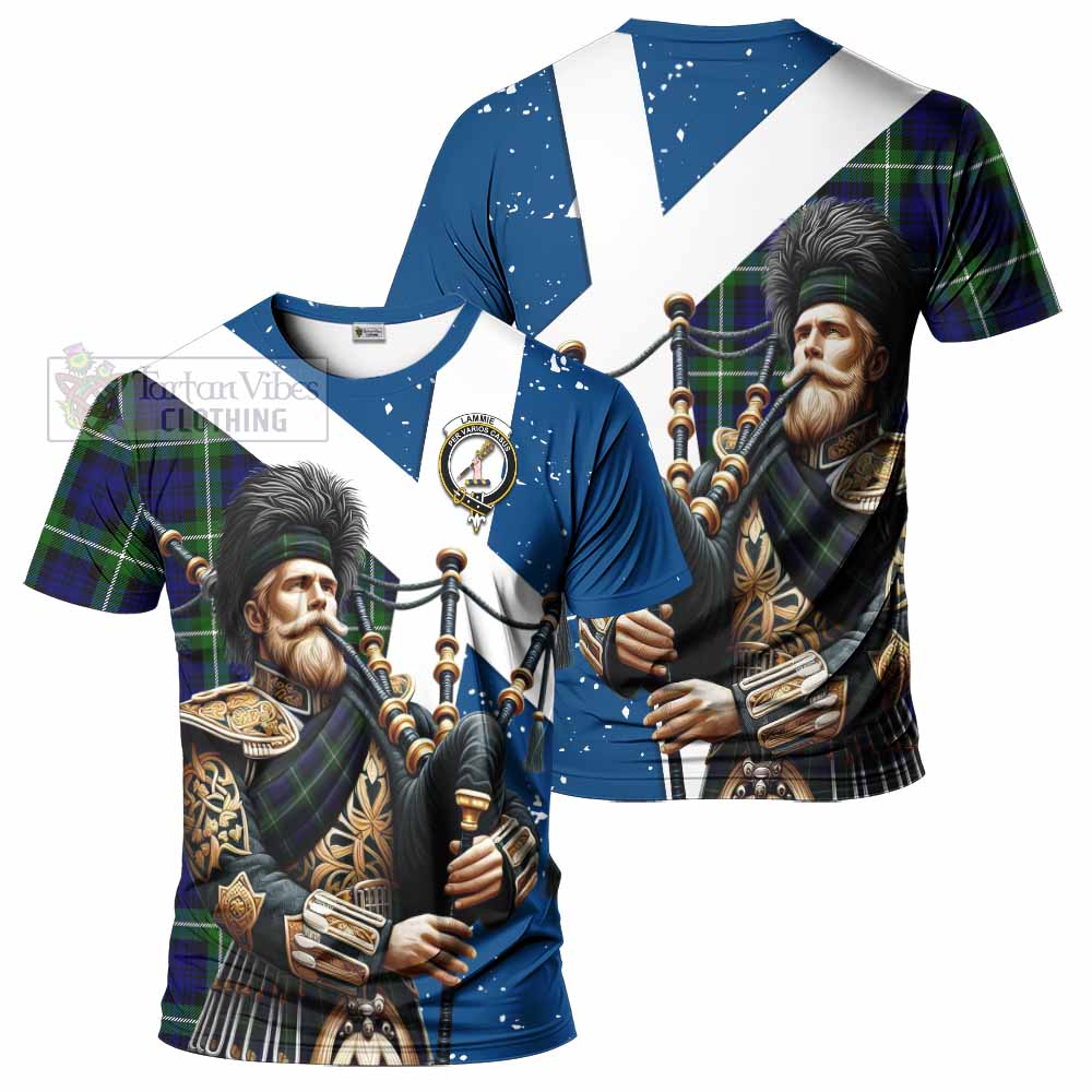 Lammie Tartan T-Shirt with Family Crest Scottish Bagpiper Vibes Kid's Shirt - Tartan Vibes Clothing