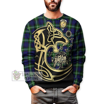 Lammie Tartan Sweatshirt with Family Crest Celtic Wolf Style Unisex - Tartan Vibes Clothing