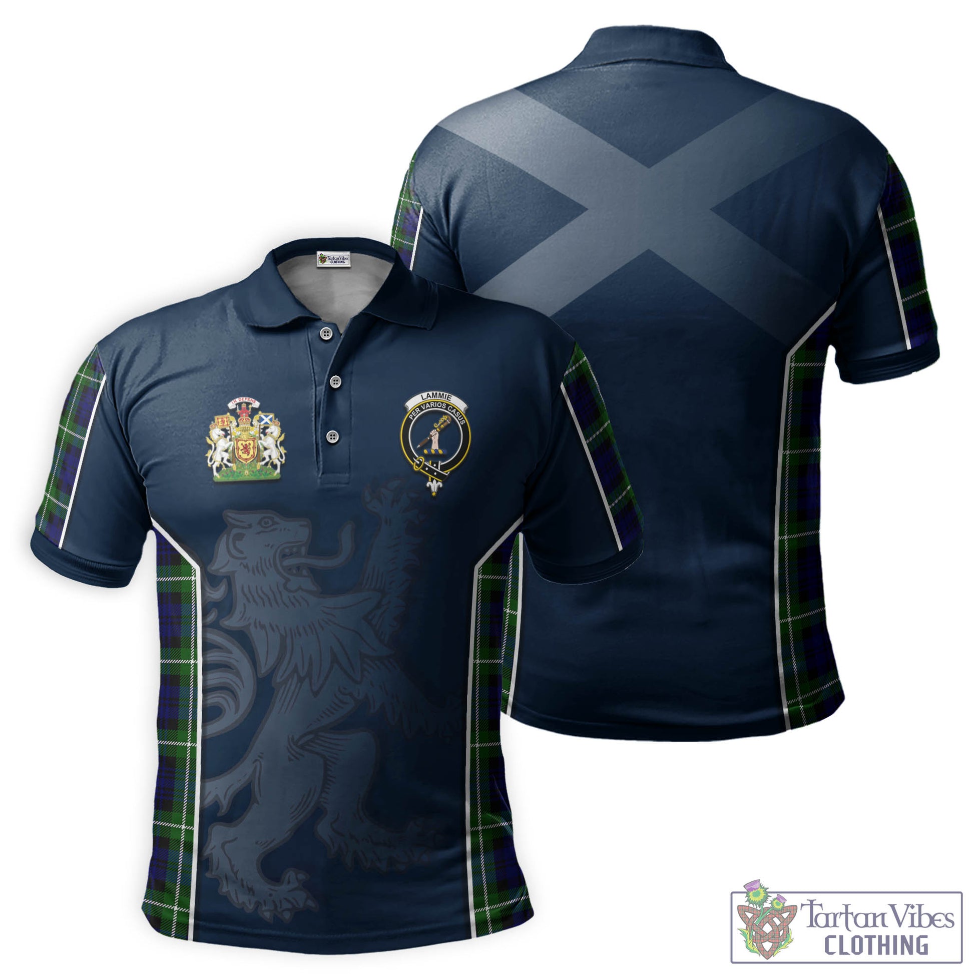 Tartan Vibes Clothing Lammie Tartan Men's Polo Shirt with Family Crest and Lion Rampant Vibes Sport Style
