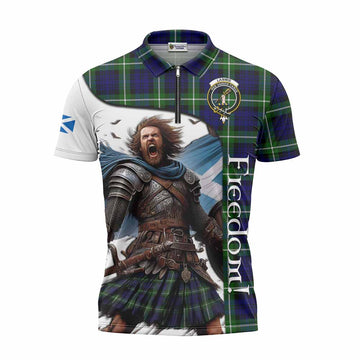 Tartan Vibes Clothing Lammie Crest Tartan Zipper Polo Shirt Inspired by the Freedom of Scottish Warrior