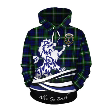 Lammie Tartan Cotton Hoodie with Alba Gu Brath Regal Lion Emblem Pullover Hoodie XS - Tartan Vibes Clothing