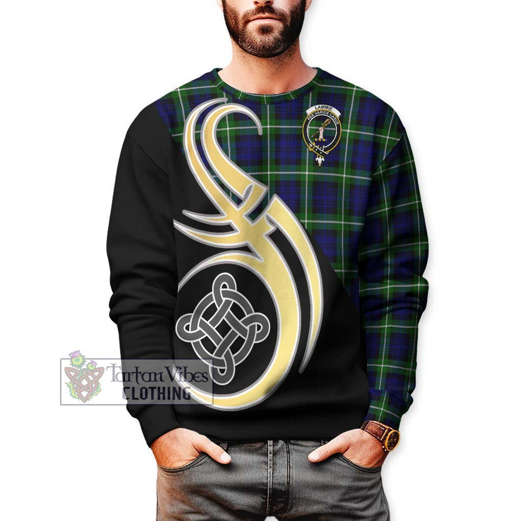 Lammie Tartan Sweatshirt with Family Crest and Celtic Symbol Style Unisex - Tartan Vibes Clothing
