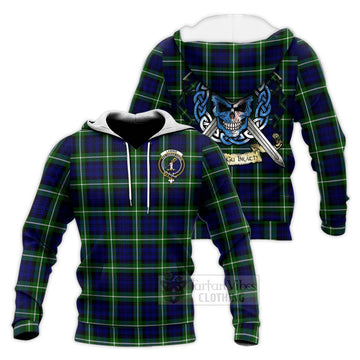 Lammie Tartan Knitted Hoodie with Family Crest Celtic Skull Style Unisex Knitted Pullover Hoodie - Tartan Vibes Clothing