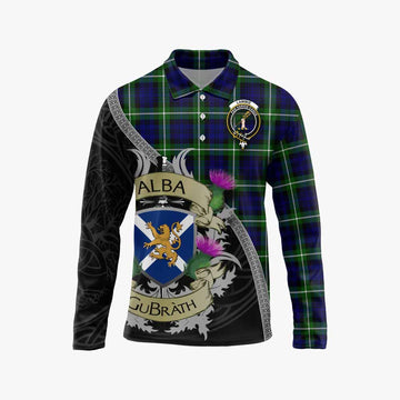 Lammie Tartan Family Crest Long Sleeve Polo Shirt Lion Rampant Royal Thistle Shield Celtic Inspired Unisex - Tartan Vibes Clothing