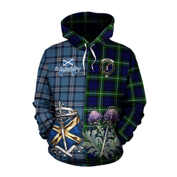 Lammie Tartan Cotton Hoodie Happy St. Andrew's Day Half Tartan Style Pullover Hoodie XS - Tartan Vibes Clothing