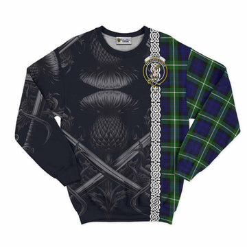 Lammie Tartan Sweatshirt with Family Crest Cross Sword Thistle Celtic Vibes Unisex - Tartan Vibes Clothing