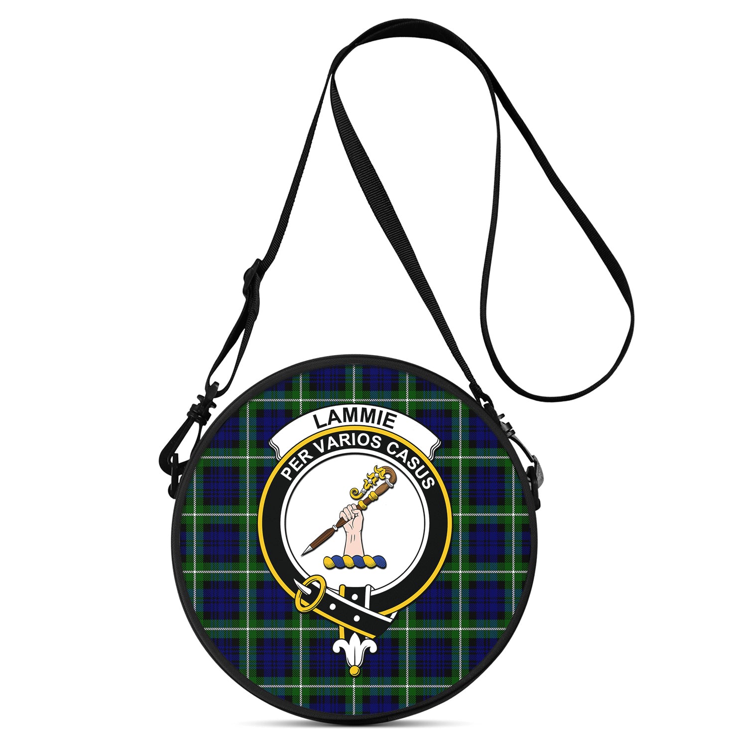 Lammie Tartan Round Satchel Bags with Family Crest One Size 9*9*2.7 inch - Tartan Vibes Clothing