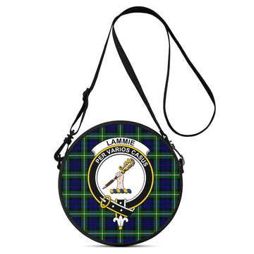 Lammie Tartan Round Satchel Bags with Family Crest One Size 9*9*2.7 inch - Tartan Vibes Clothing