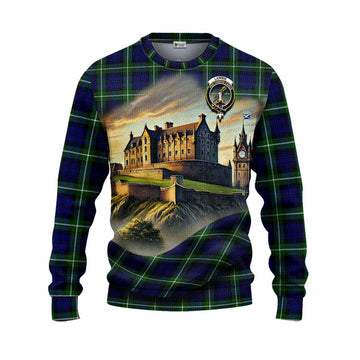 Lammie Tartan Family Crest Knitted Sweater with Scottish Ancient Castle Style Unisex - Tartan Vibes Clothing
