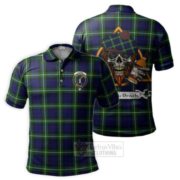 Lammie Tartan Polo Shirt with Family Crest and Bearded Skull Holding Bottles of Whiskey Kid - Tartan Vibes Clothing