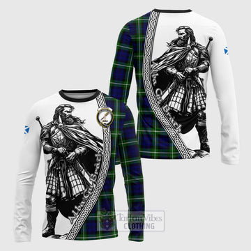 Lammie Tartan Clan Crest Long Sleeve T-Shirt with Highlander Warrior Celtic Style Unisex - Tartan Vibes Clothing