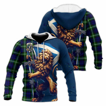 Lammie Tartan Family Crest Knitted Hoodie with Scottish Majestic Lion Unisex Knitted Pullover Hoodie - Tartan Vibes Clothing