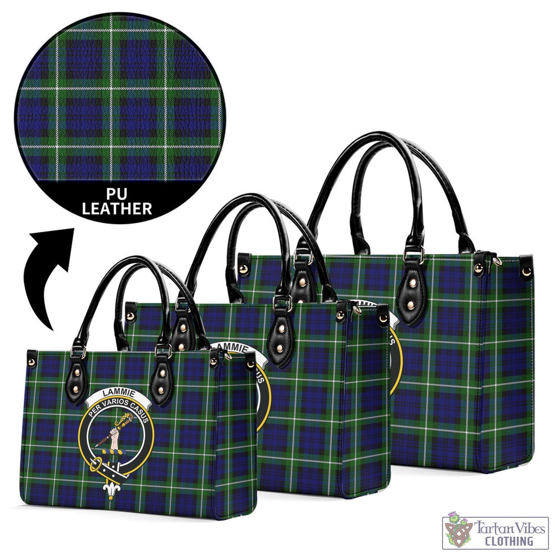 Lammie Tartan Luxury Leather Handbags with Family Crest L - Tartan Vibes Clothing