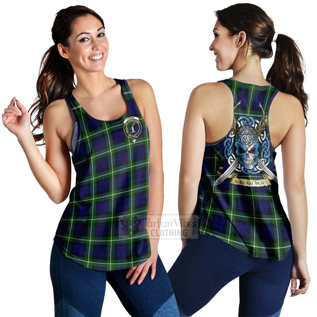 Lammie Tartan Women's Racerback Tanks with Family Crest Celtic Skull Style 4XL - Tartan Vibes Clothing