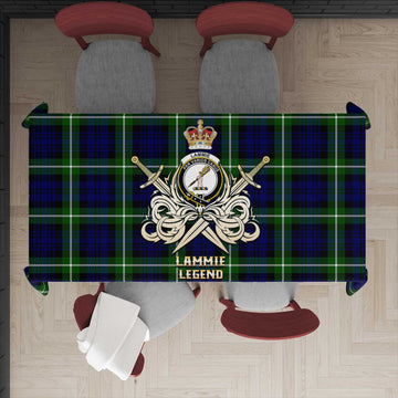 Lammie Tartan Tablecloth with Clan Crest and the Golden Sword of Courageous Legacy