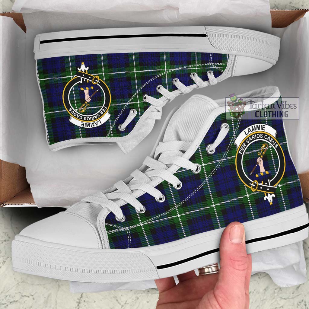 Lammie Tartan High Top Shoes with Family Crest Kid High Top - White Sole - Tartan Vibes Clothing