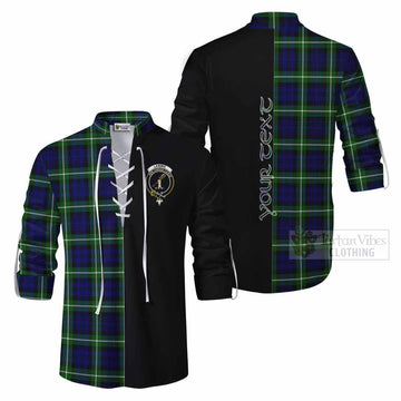 Lammie Tartan Ghillie Kilt Shirt with Family Crest and Half Of Me Style Men - Tartan Vibes Clothing