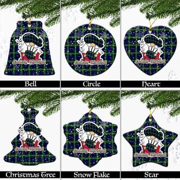 Lammie Tartan Christmas Ceramic Ornaments with Scottish Gnome Playing Bagpipes Ceramic - Tartan Vibes Clothing