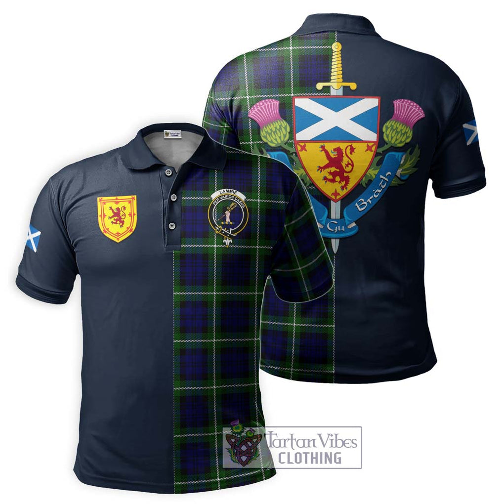 Lammie Tartan Polo Shirt Alba with Scottish Lion Royal Arm Half Style Kid - Tartan Vibes Clothing
