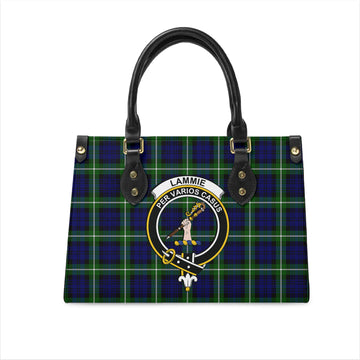 Lammie Tartan Leather Bag with Family Crest