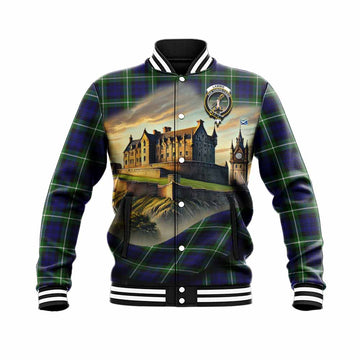 Lammie Tartan Family Crest Baseball Jacket with Scottish Ancient Castle Style Unisex - Tartan Vibes Clothing