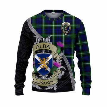 Lammie Tartan Family Crest Knitted Sweater Lion Rampant Royal Thistle Shield Celtic Inspired Unisex - Tartan Vibes Clothing