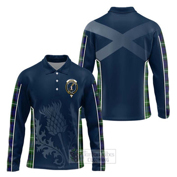 Tartan Vibes Clothing Lammie Tartan Long Sleeve Polo Shirt with Family Crest and Scottish Thistle Vibes Sport Style