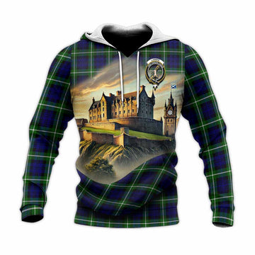 Lammie Tartan Family Crest Knitted Hoodie with Scottish Ancient Castle Style Unisex Knitted Pullover Hoodie - Tartan Vibes Clothing