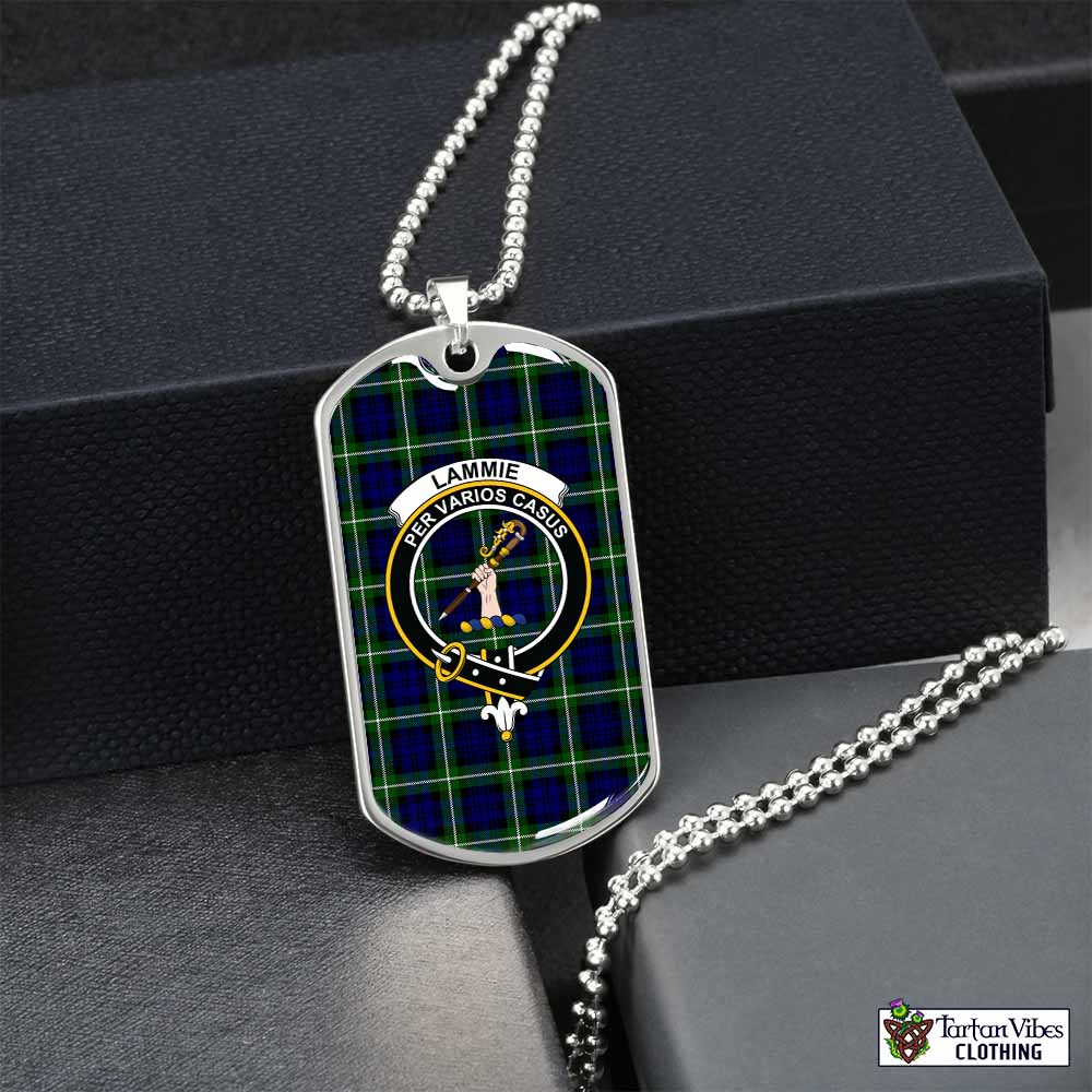 Lammie Tartan Dog Tag Necklace with Family Crest Silver No - Tartan Vibes Clothing