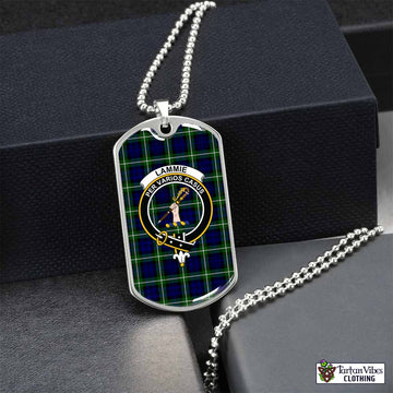 Tartan Vibes Clothing Lammie Tartan Dog Tag Necklace with Family Crest
