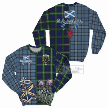 Lammie Tartan Sweatshirt Happy St. Andrew's Day Half Tartan Style Unisex - Tartan Vibes Clothing